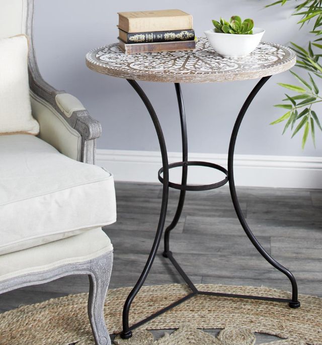 Deco Marche White Side End Accent Table-1