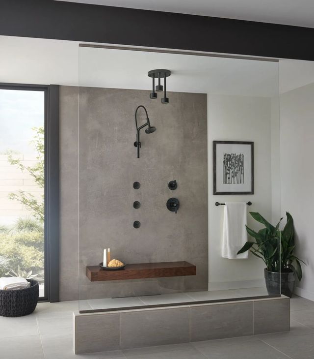 Brizo Beauclere® Matte Black 10.44" Linear Round Slide Bar Shower Arm and Flange-3