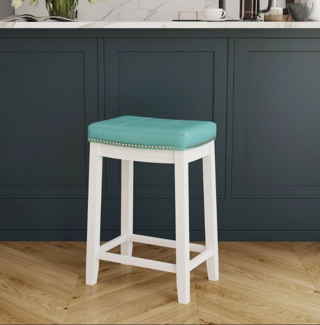 Linon Claridge Teal/White Counter Stool-1