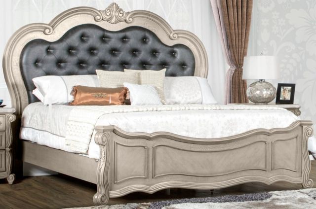 New Classic® Home Furnishings Bianello Vintage Ivory Upholstered King Panel Bed -0