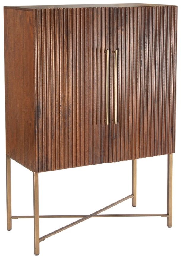 Home Trends & Design Cosmopolitan Dark Pewter/Honey Brown Bar Cabinet-0