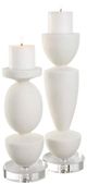 Uttermost® Lido 2-Piece White Stone Candleholders Set-0
