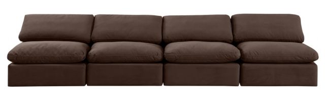 Meridian Furniture Indulge 4-Piece Brown Armless Velvet Sofa-1
