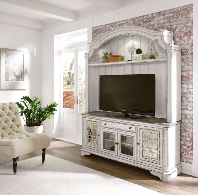 Liberty Furniture Magnolia Manor Antique White/Weathered Bark Entertainment Center-1