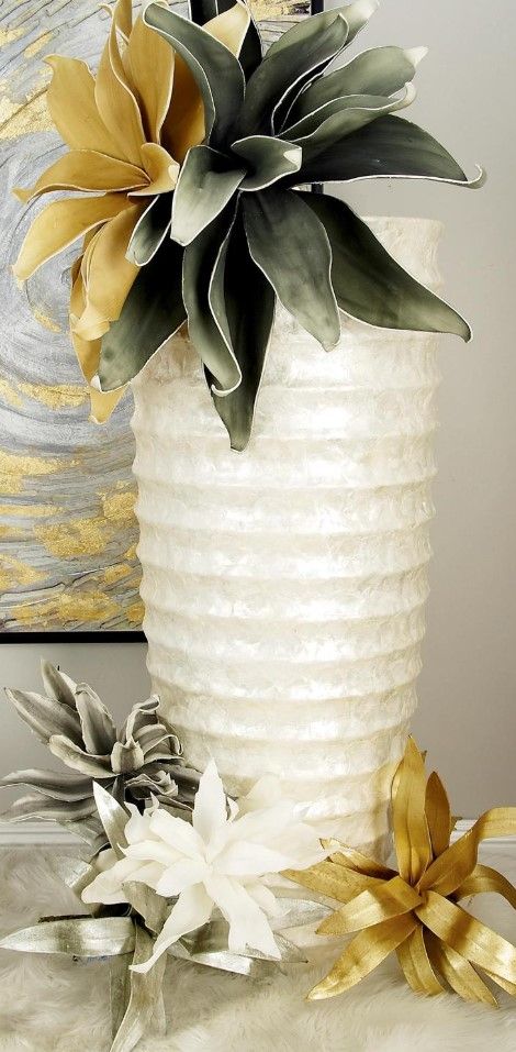 Deco Marche White Tall Floor Decorative Vase with Ripple Design-2