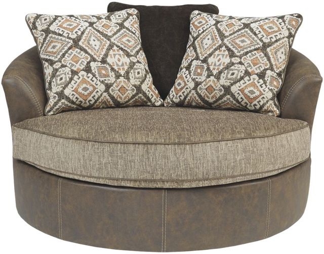 Benchcraft® Abalone Chocolate Oversized Swivel Accent Chair-1