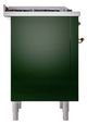 Ilve® Nostalgie II Noblesse 36'' Emerald Green Pro Style Dual Fuel Range with Brass Trim-2