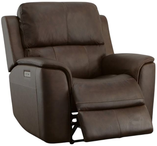 Flexsteel® Henry Burnt Umber Leather Power Recliner with Power Headrest and Lumbar-1
