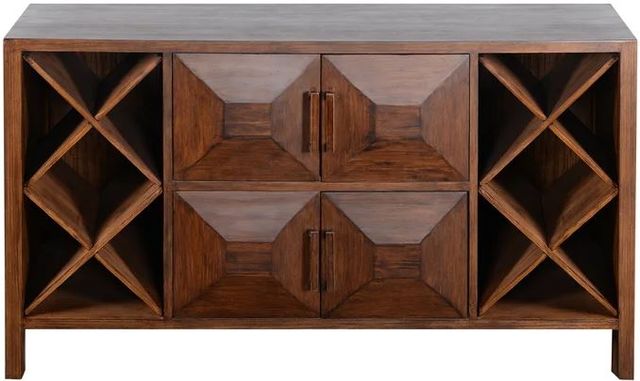StyleCraft Norman Wyatt Brown Buffet with Twin Wine Bottle Storage Bins-0
