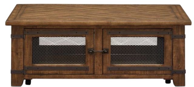 Magnussen Home® Chesterfield Farmhouse Timber Lift Top Storage Cocktail Table with Casters-1