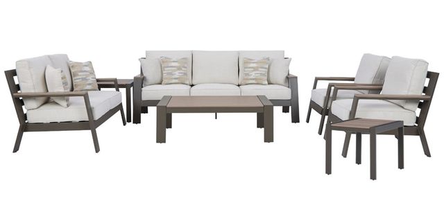 Signature Design by Ashley® Tropicava 7-Piece Taupe/White Outdoor Conversation Set-0