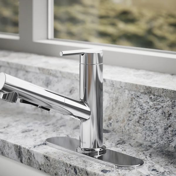 KOHLER® Crue® Polished Chrome Kitchen Sink Faucet with 3-Function Sprayhead-4