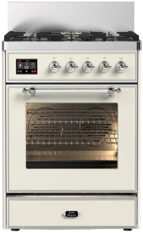 Ilve® Majestic III 30" Antique White Pro Style Dual Fuel Natural Gas Range with Triple Glass Door and Chrome Trim-0