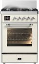 Ilve® Majestic III 30" Antique White Pro Style Dual Fuel Natural Gas Range with Triple Glass Door and Chrome Trim-0