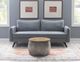 Powell® Dreyfus Brown Small Drum Table with Pewter Base-1