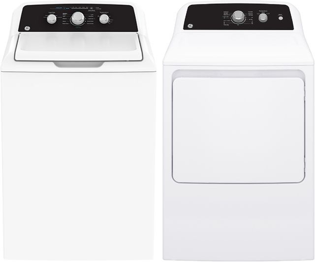 GE® White Top Load Washer & Electric Dryer Laundry Pair-0