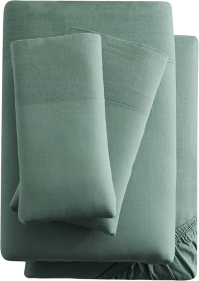 Malouf® 2-Piece Sage Linen-Weave Cotton King Pillow Case-0