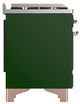 Ilve® Majestic III 60" Emerald Green Pro Style Dual Fuel Natural Gas Range with Solid Door and Copper Trim-3