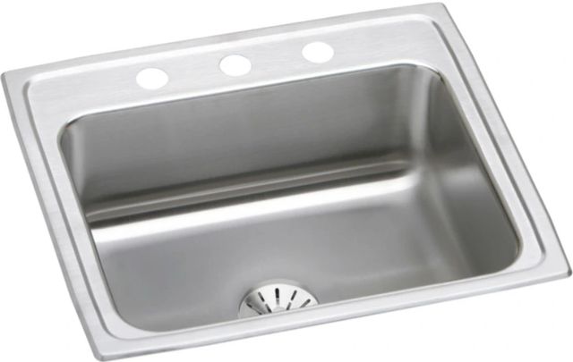 Elkay Lustertone® Classic Lustrous Satin 22" x 19-1/2" x 7-5/8" MR2-Hole Single Bowl Drop-In Sink with Perfect Drain®-0