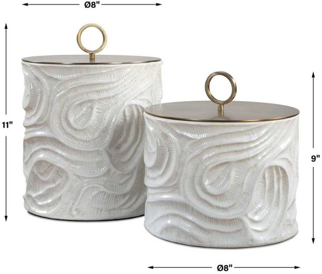Uttermost® Ivory Tide 2-Piece Ivory/Metallic Canister Set-3