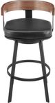 Armen Living Idris Vintage Black/Walnut Swivel Counter Stool-3