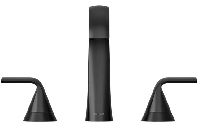 KOHLER® Cursiva® Matte Black Widespread Bathroom Sink Faucet-1