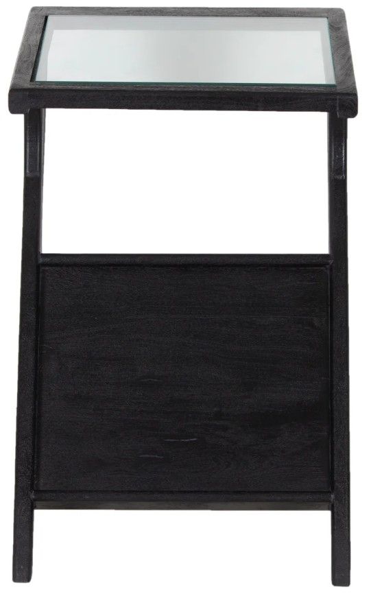 Porter International Designs Canberra Glass Top Recliner Table with Black Base-1