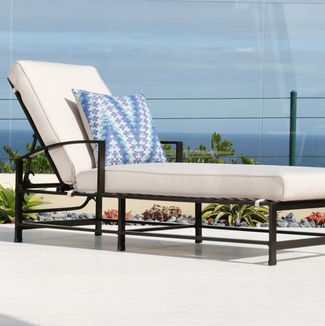 Sunset West La Jolla Espresso Aluminum Outdoor Chaise Lounge with Canvas Flax Cushion-3