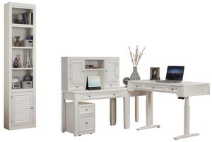 Parker House® Boca 6-Piece Cottage White Power Lift L Desk with Hutch File and Bookcase Set