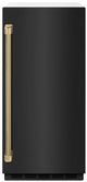 ZLINE Autograph Edition Touchstone 15" 75 lbs. Black Stainless Steel Door with Polished Gold Helix Handle Clear Cube Ice Maker with Drain Pump -0