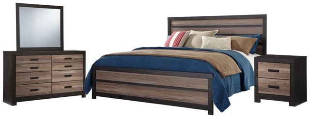 Signature Design by Ashley® Harlinton 4-Piece Charcoal/Warm Gray King Sleigh Bed Set-0