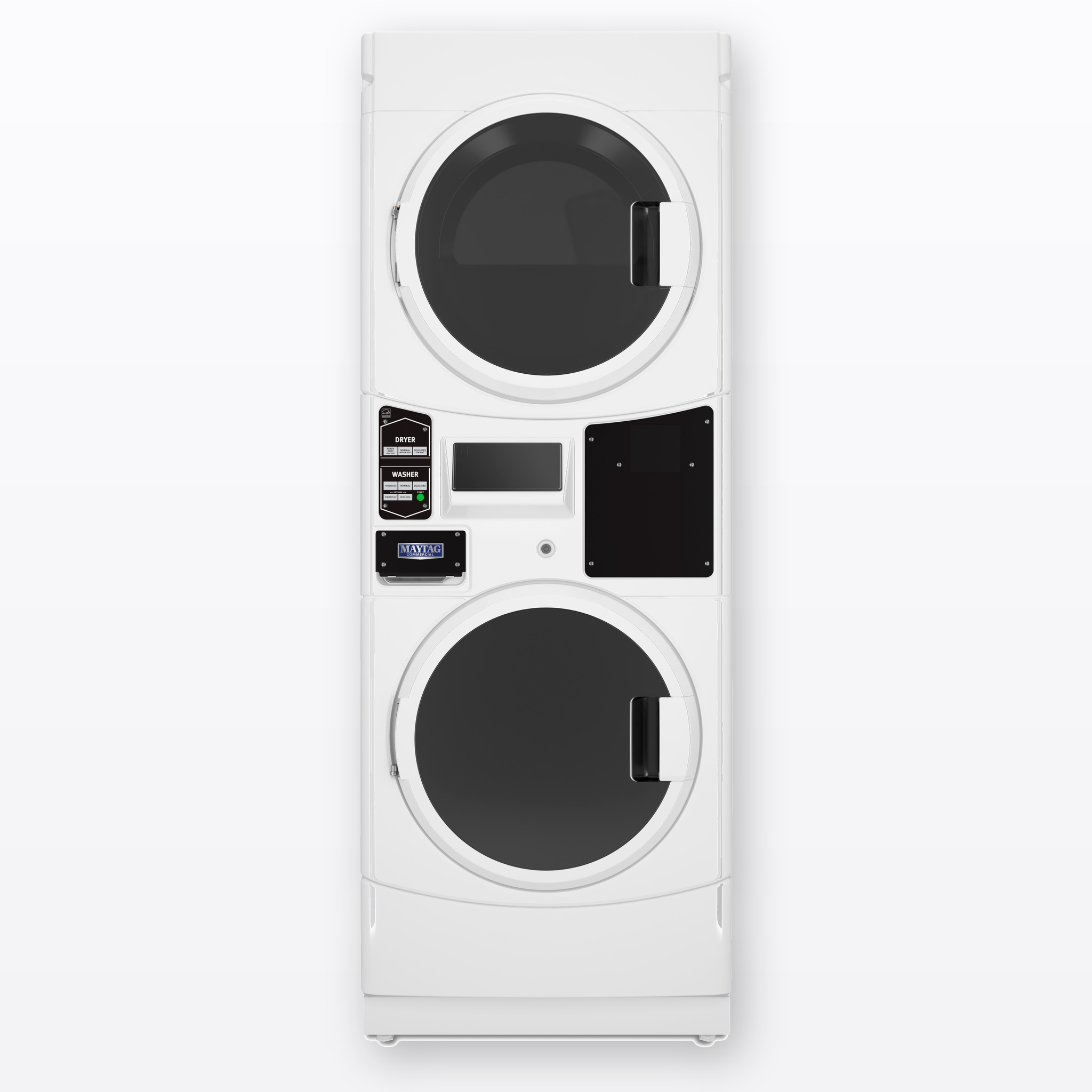 Maytag Commercial MLE22PRAZW 3.1 Cu. Ft. Washer / 6.7 Cu. Ft. Electric Dryer Combination Stack, Card-Reader-Ready, White