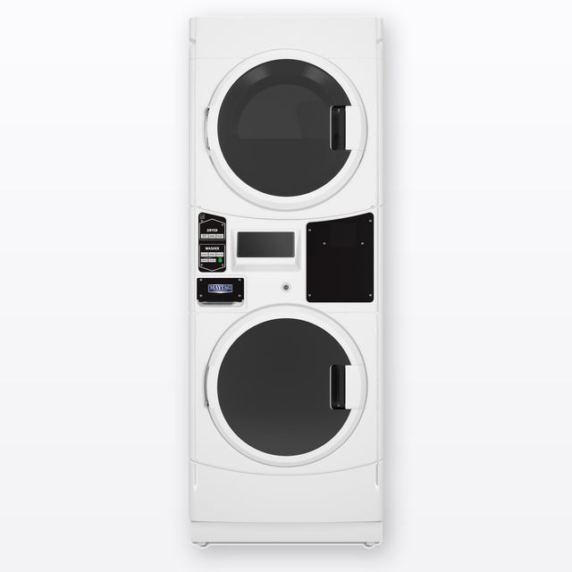 Maytag Commercial MLE22PRAZW 3.1 Cu. Ft. Washer / 6.7 Cu. Ft. Electric Dryer Combination Stack, Card-Reader-Ready, White-0