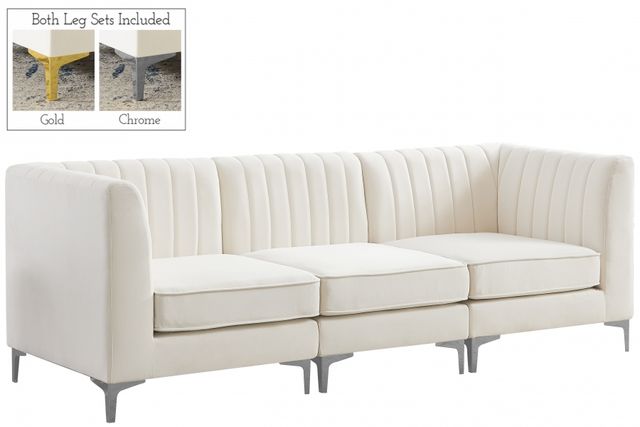 Meridian Furniture Alina 3-Piece Cream Modular Sectional Sofa-1