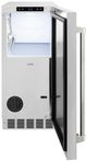 ZLINE Autograph Edition Touchstone 15" 75 lbs. Stainless Steel Door with Polished Nickel Helix Handle Clear Cube Ice Maker with Drain Pump -2