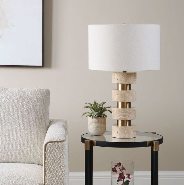 Uttermost® Makani Antique Gold Travertine Table Lamp-2