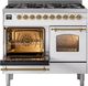 Ilve® Nostalgie II 40" White Pro Style Dual Fuel Range with Brass Trim-2