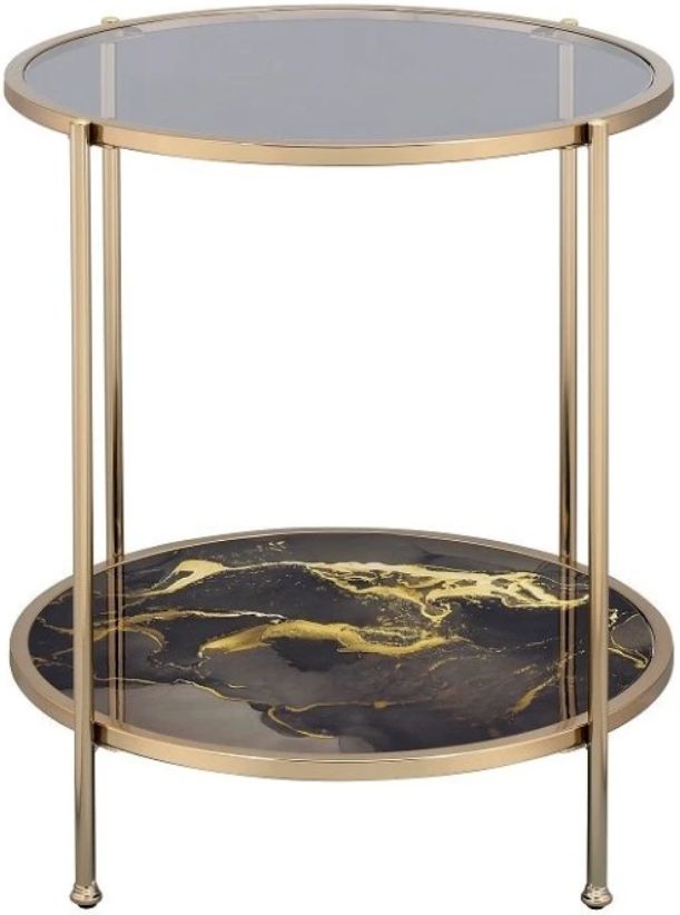 ACME Furniture Fiorella Glass Top End Table with Black/Champagne Base-3