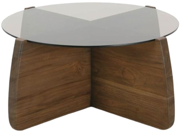 Rowe® Nova Round Glass Cocktail Table with Sesame Base-2