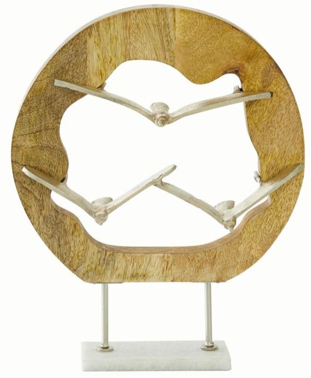 Deco Marche Brown 12" Aluminum Metal Bird Sculpture-1