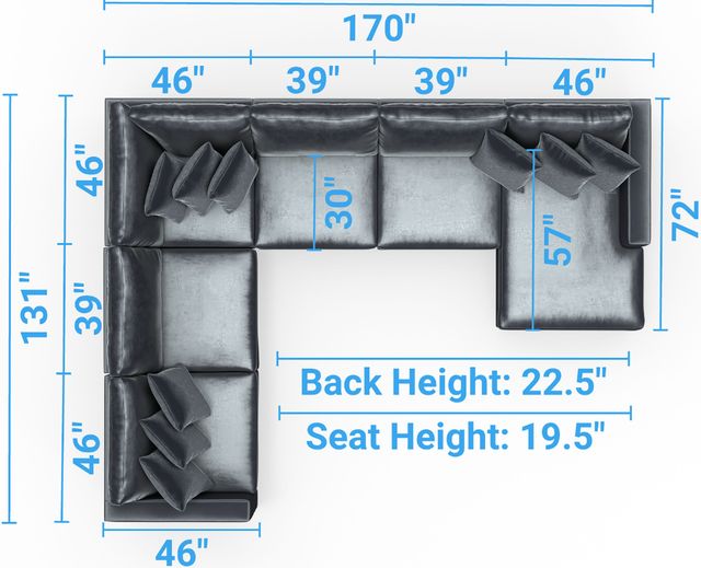 Jackson Furniture Remington 6-Piece Slate L-Shape Sectional and Chaise-2