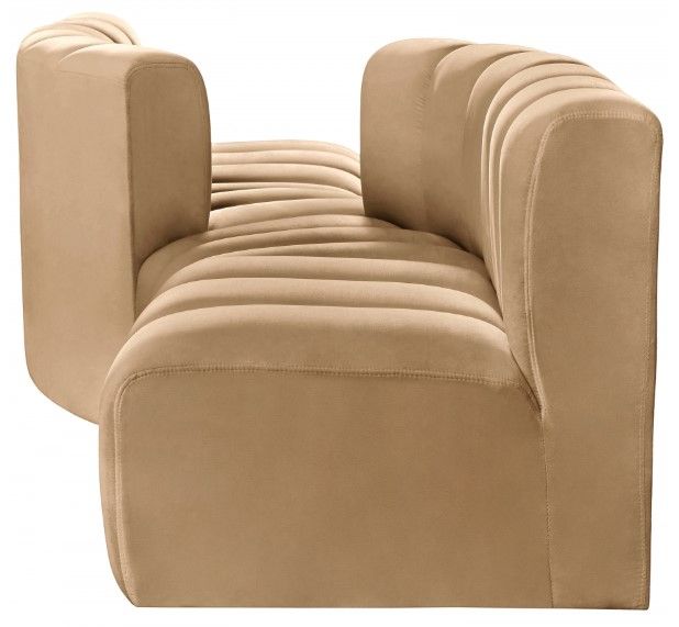 Meridian Furniture Arc 4-Piece Camel Velvet Sectional-2