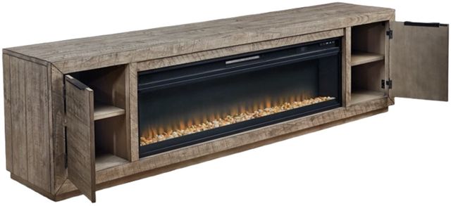 Signature Design by Ashley® Krystanza Weathered Gray TV Stand with Electric Fireplace-2
