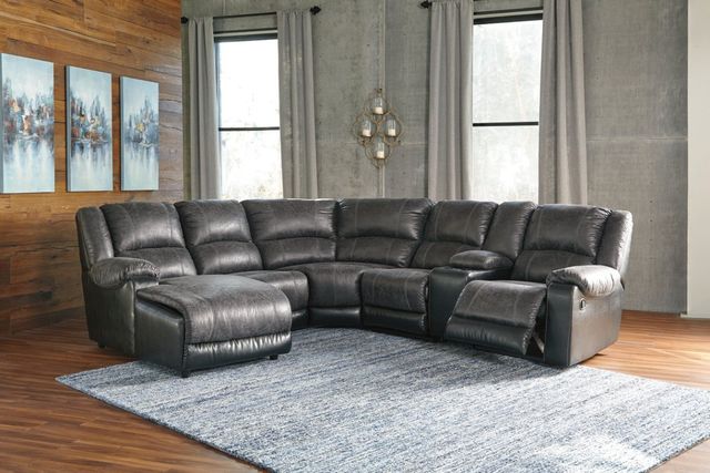 Signature Design by Ashley® Nantahala 6-Piece Slate Reclining Left-Arm Facing Sectional and Chaise with Console-1