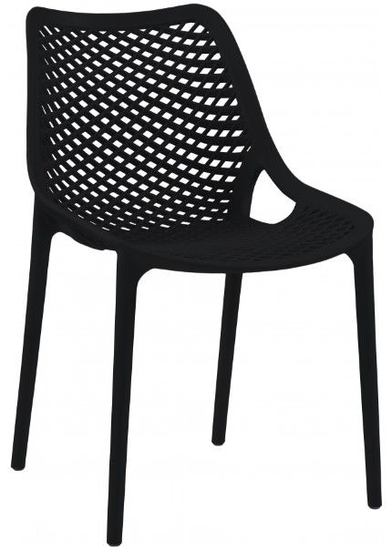 Meridian Furniture Mykonos 4-Piece Black Polypropylene Plastic Outdoor Patio Dining Side Chair Set-0
