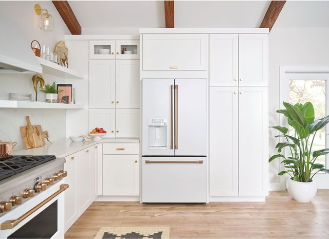 White refrigerator in a modern kitchen