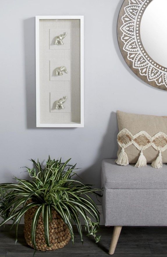 Deco Marche Silver Elephant Shadow Box Wall Decor-2