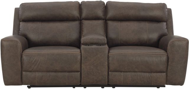 Signature Design by Ashley® Roman Umber Power Reclining Loveseat with Console-2