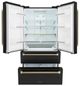 ZLINE Autograph Edition 36" 22.5 Cu. Ft. Black Stainless Steel Counter-Depth French Door Refrigerator with Ice Maker in Fingerprint-Resistant and Champagne Bronze Helix Handles-3