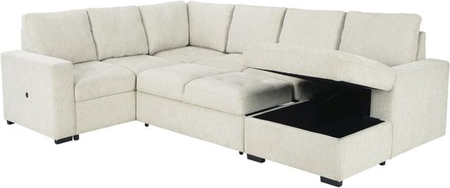 Signature Design by Ashley® Millcoe 3-Piece Linen Right-Arm Facing Sofa Sectional and Chaise with Pop Up Bed-3